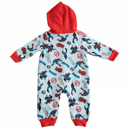 Spider-Man Comic Poses Infant Hooded Fleece Coveralls